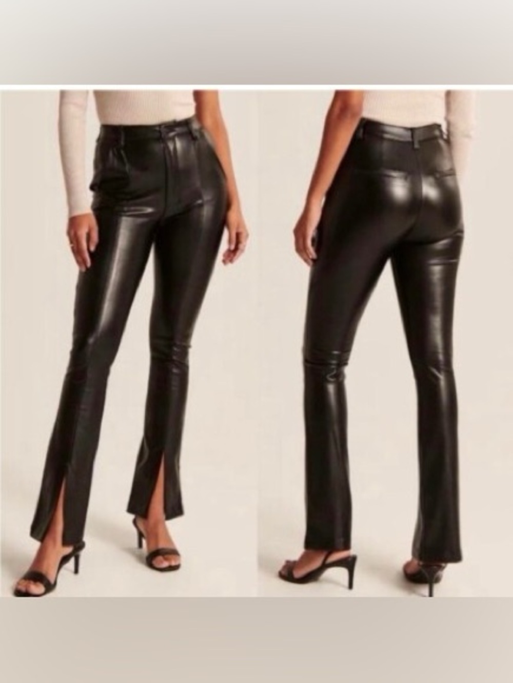 Abercrombie Curve Love Vegan Leather Split Hem Pants Black Size 28 Long